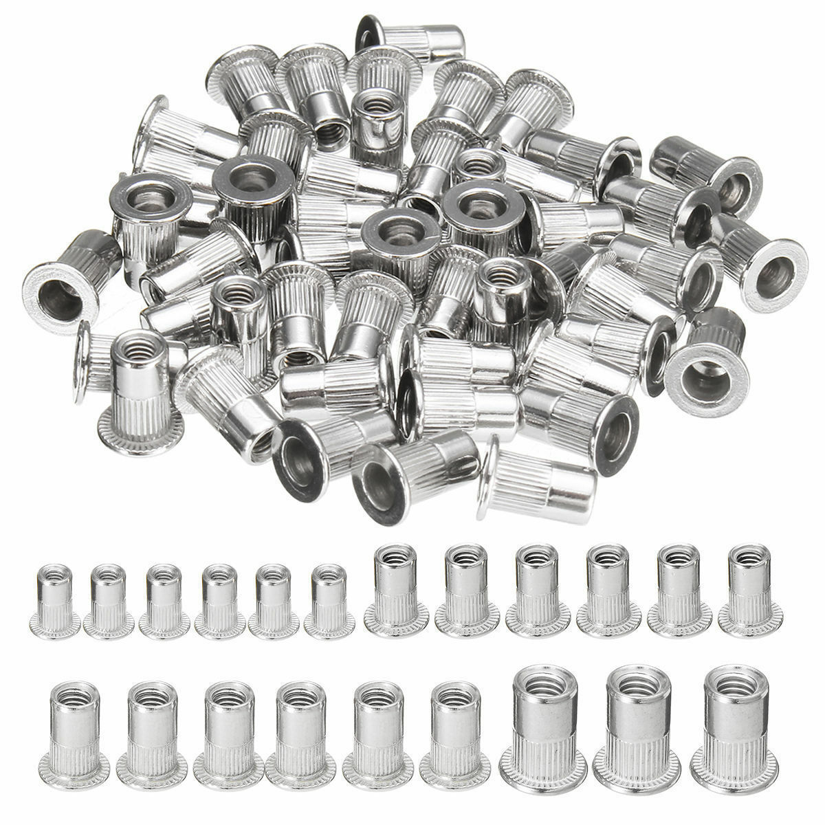 200X Stainless Steel Rivet Nuts Kit M3/M4/M5/M6 Blind Threaded Nutsert Rivet