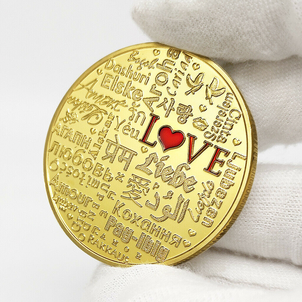 1pc Commemorative Coin Love Birds Couple Flying Souvenir Golden Decor Art
