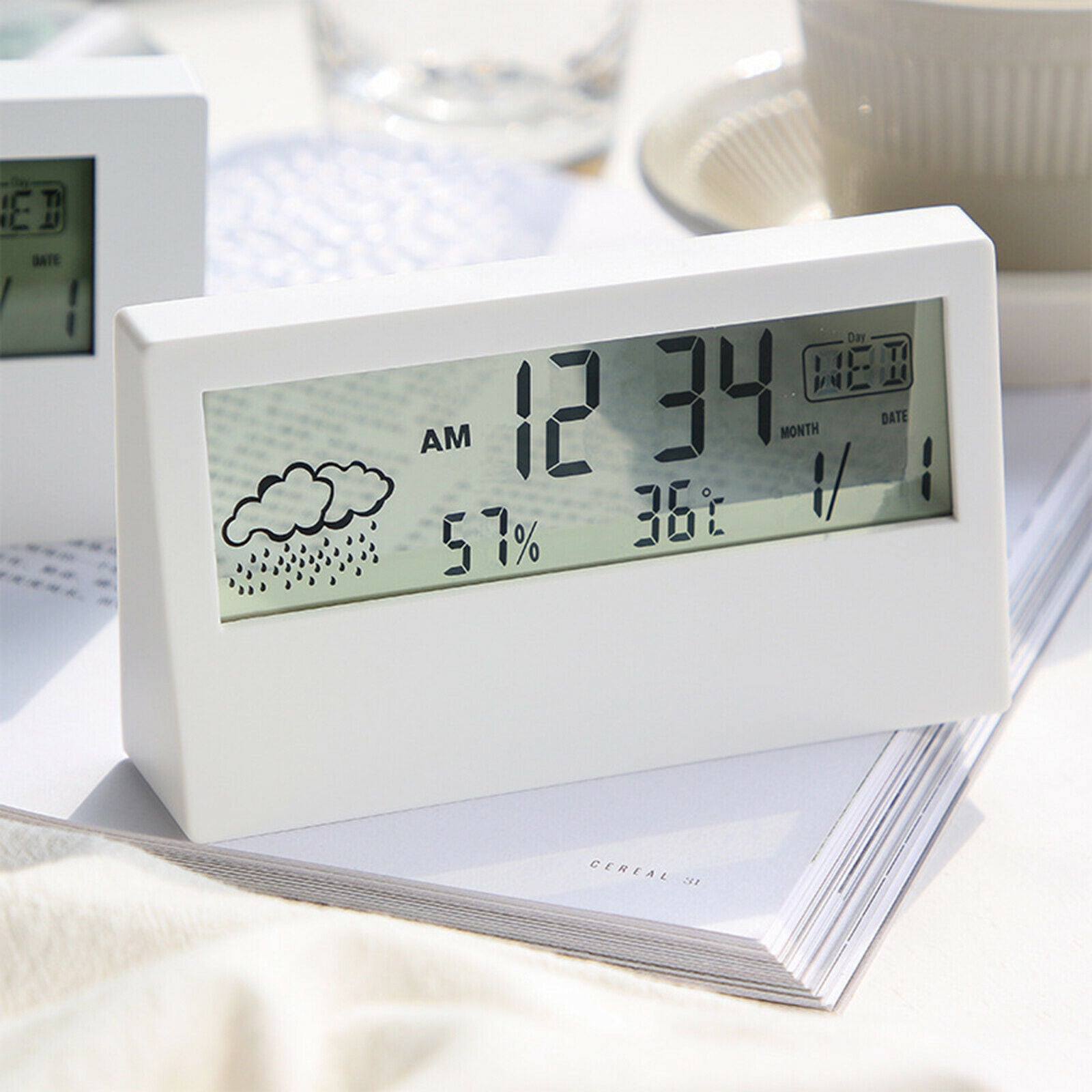 Compact Digital Clock Thermometer Alarm Clock Battery Operated for Home