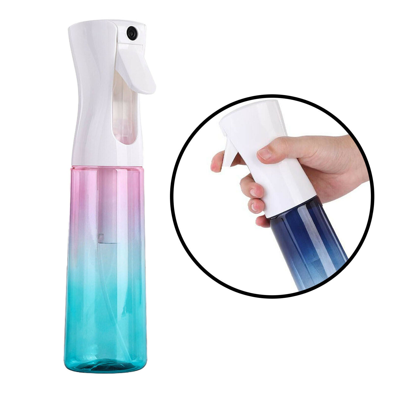 2X Empty Hair Spray Bottle for Salon Hair Styling Plants Gradient pink blue