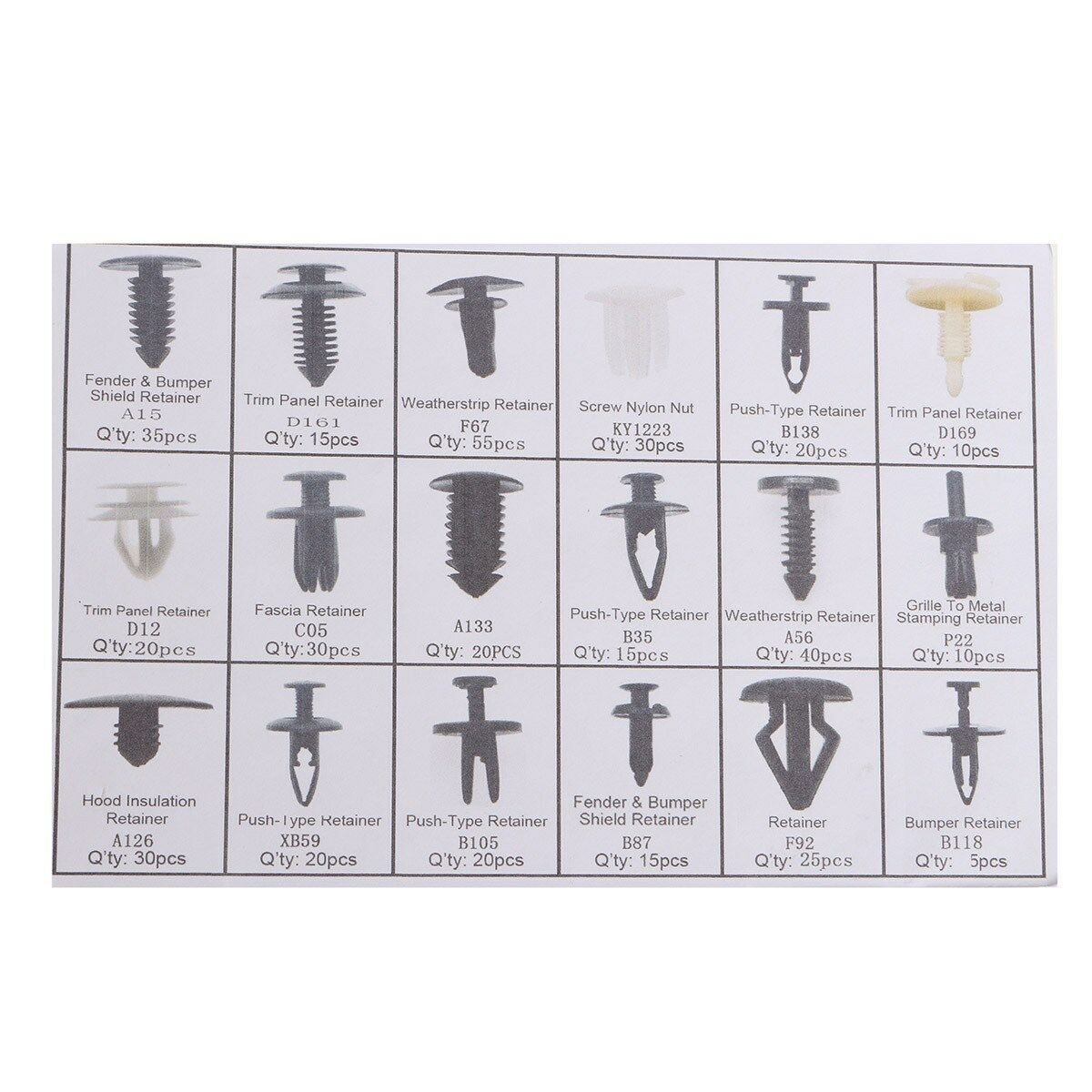 415 Pcs 18 Sizes Interior Door Trim Panel Retainers Clips Fastener Kit for Ford