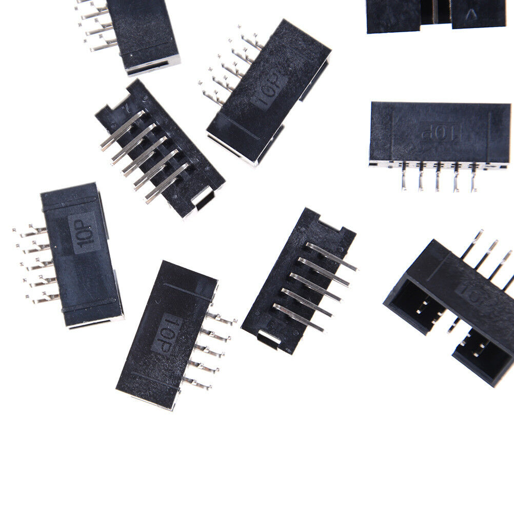10PCS DC3-10P 2.54mm 2x5 Pin Right Angle Male Shrouded header IDC Socket JCA Kt