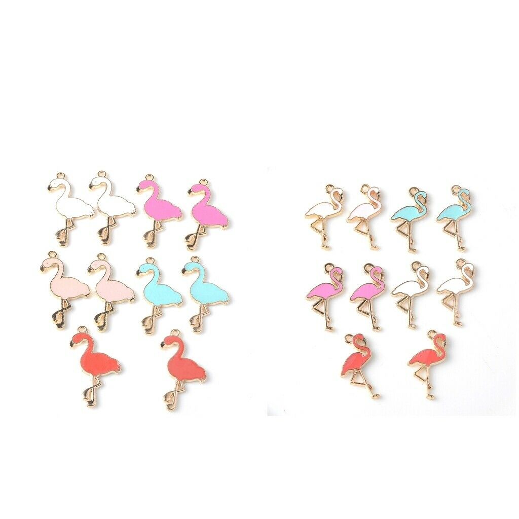 10pcs DIY Earring Making Charms Flamingo Pendants Jewellery Making Finding