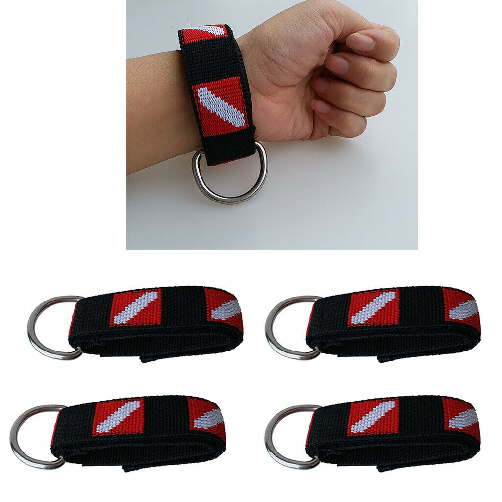 4pcs Dive Belt Wrist Hand Lanyard with D-Ring