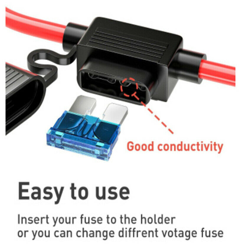 10 Pack  ATC  In-Line Blade Fuse Holder 100% OFC Copper Wire Protection