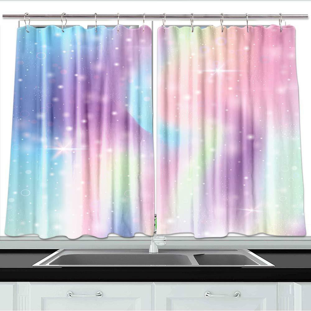Fantasy Rainbow Window Curtain Treatments Kitchen Curtains 2 Panels, 55X39"
