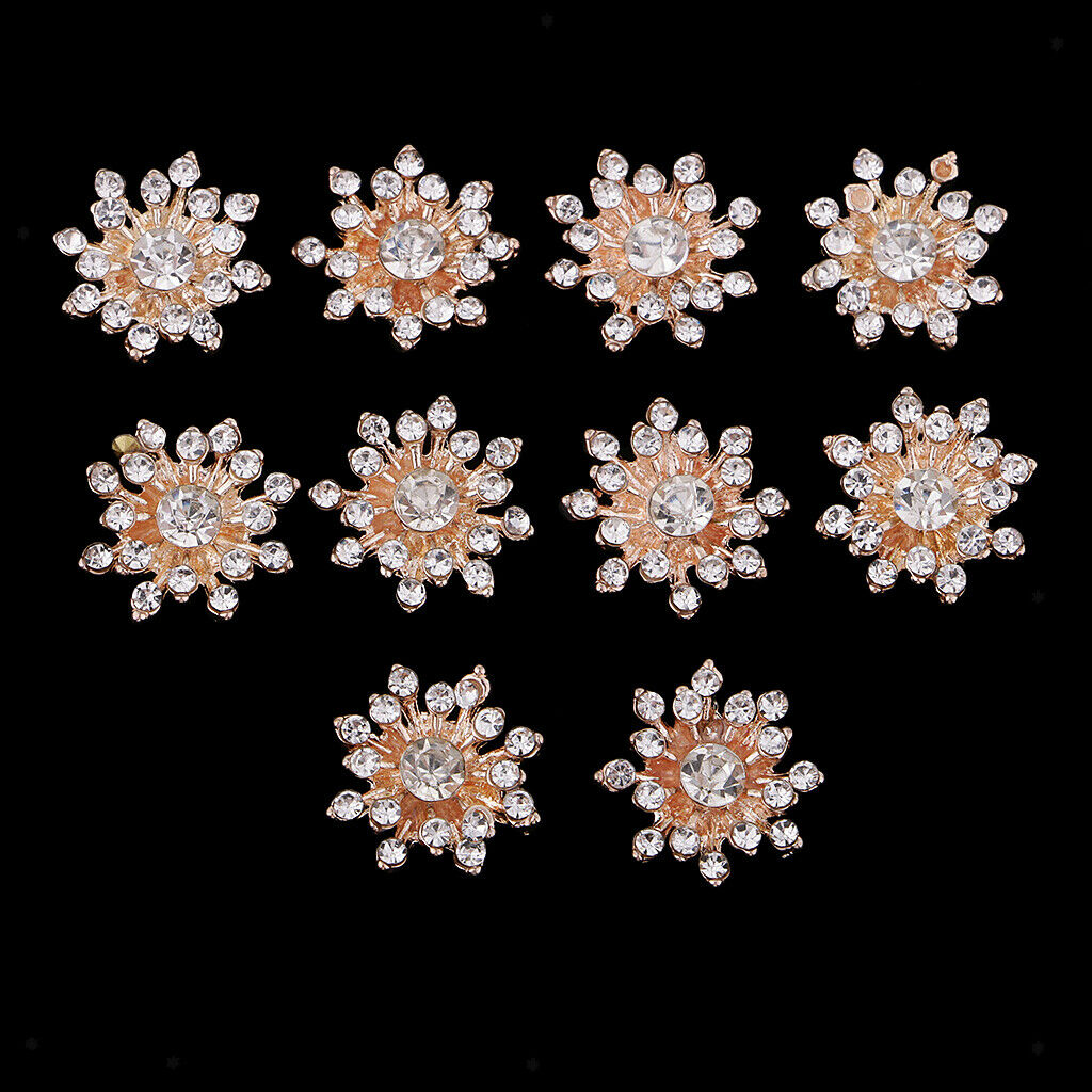 Prettyia 10pcs Crystal Rhinestone Flatback Buttons Embellishment Sewing Crafts