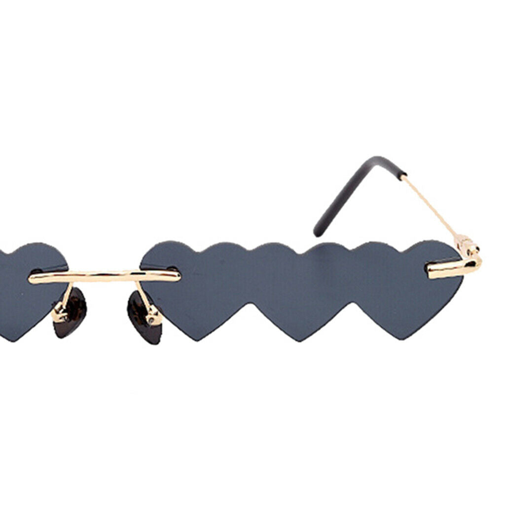 2pcs Rimless Love Heart Sunglasses Luxury Designer Outdoor Sun Glasses
