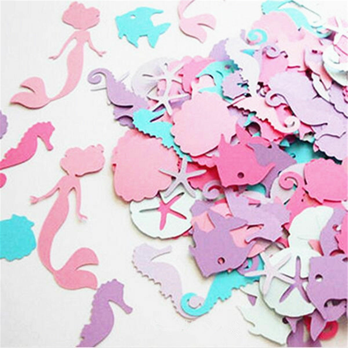 100pcs Mermaid Colorful Table Paper Confetti Birthday Party Decor Under the Sea
