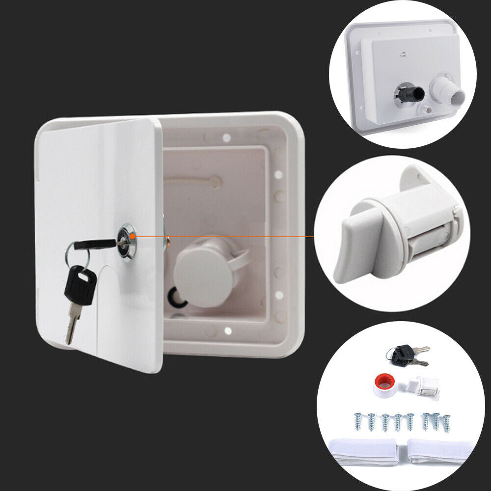 Gravity City Fresh Water Inlet Fill Dish Hatch Lock RV Trailer Camper W/ 2 Keys