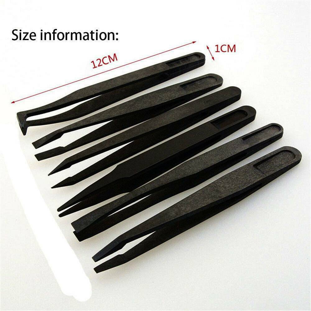 Useful 8PCS Tweezer ESD Anti-static Tweezers Maintenance Repair Plastic Tool Kit