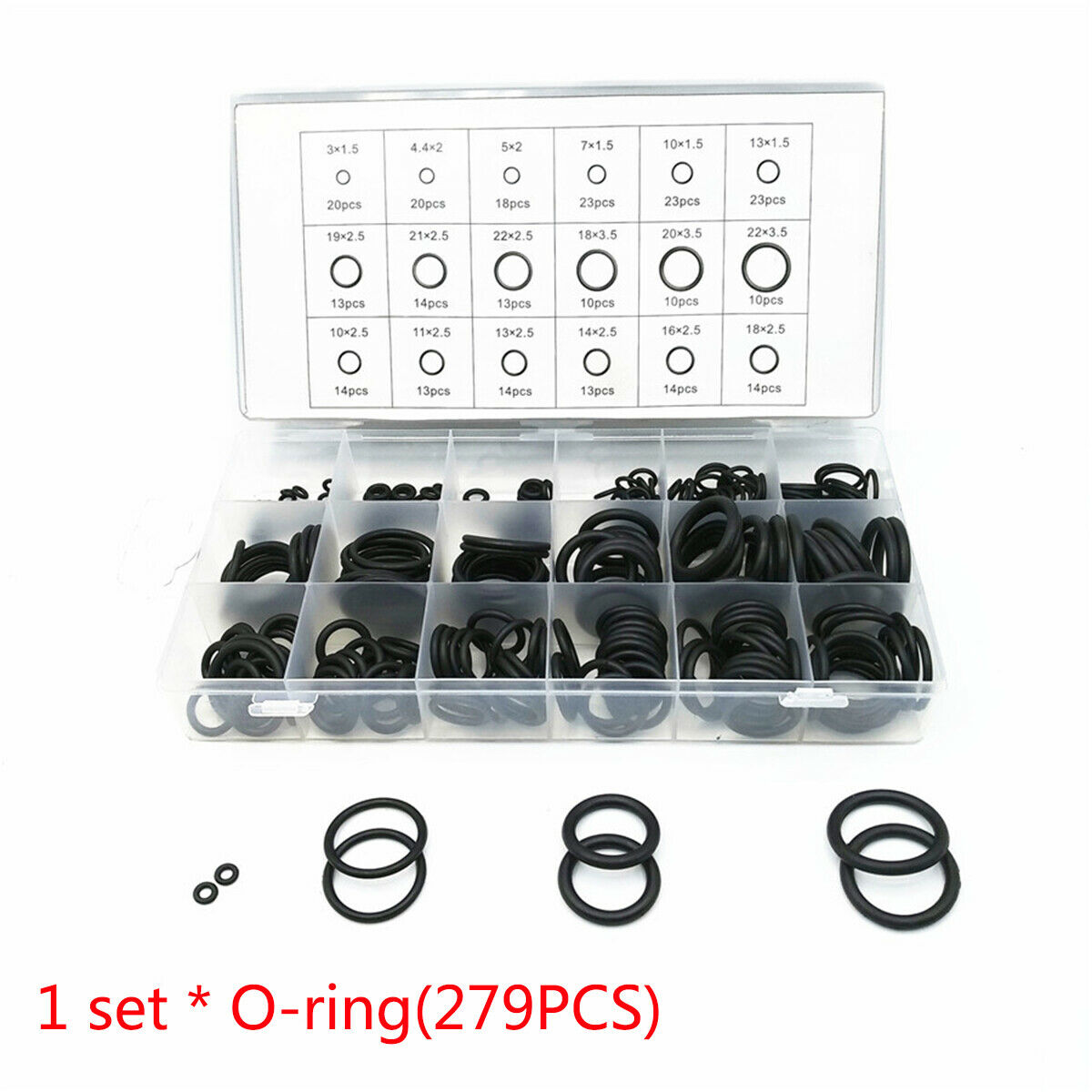 1 Set / 279PCS Car O-ring Rubber Gasket Set Black Nitrile Gasket Universal
