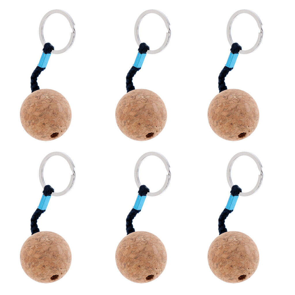 6 Pieces Floating Cork Keyring for all Water Sports and Outdoor Activities (3