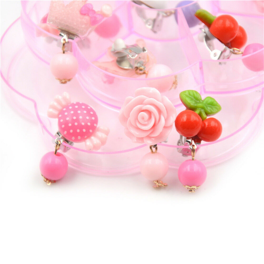7Pairs Lovely Panada Flower Earrings Clip-On No Pierced Design For Kids Gi.l8