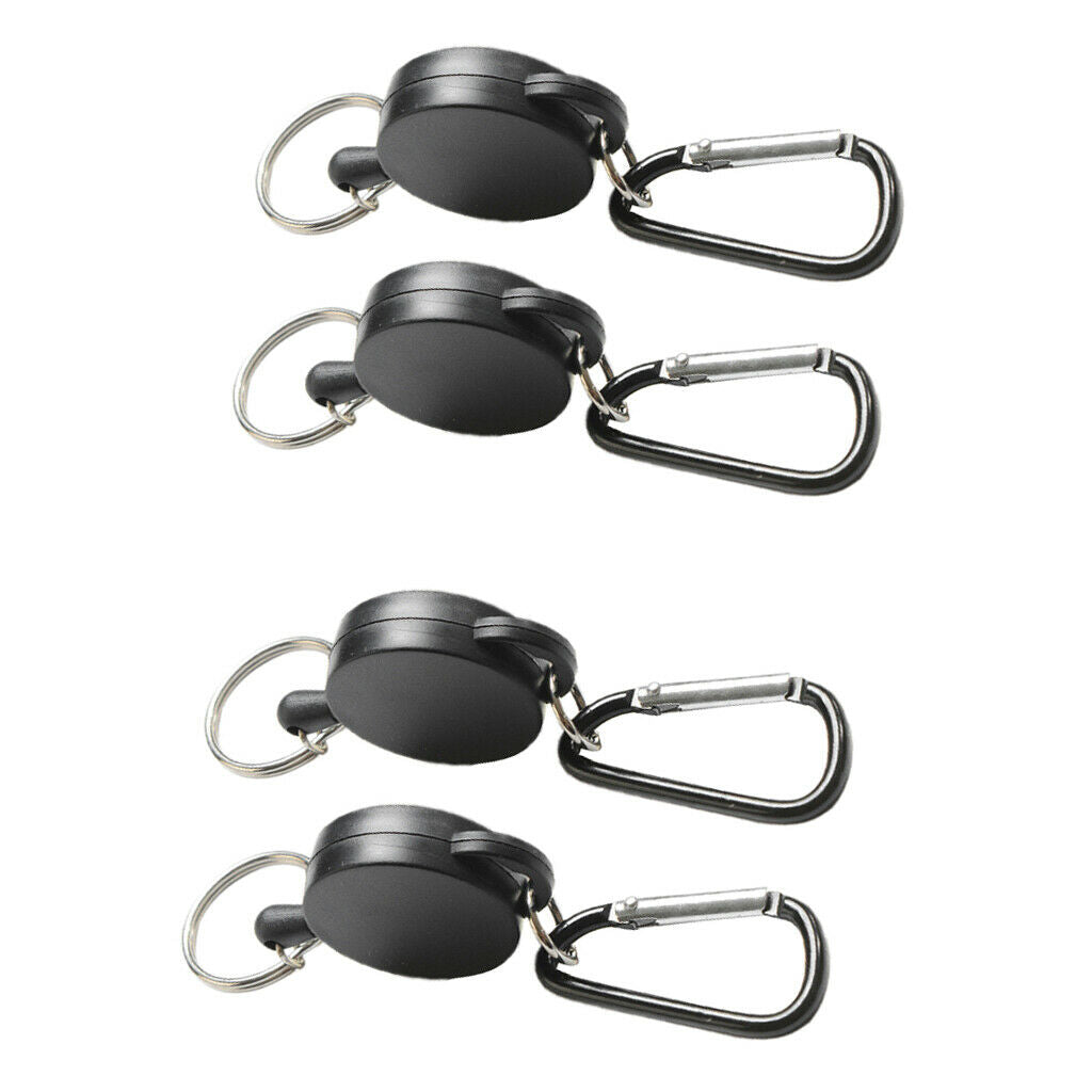 4pcs   Steel   Retractable   Key   Chain    Keyring   Holder   Backpack   Belt
