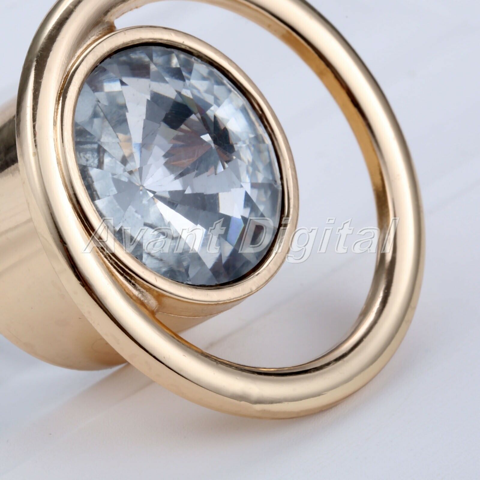 1Pc Round Ring Design Wardrobe Cabinets Crystal Glass Handles Door Pull Knobs