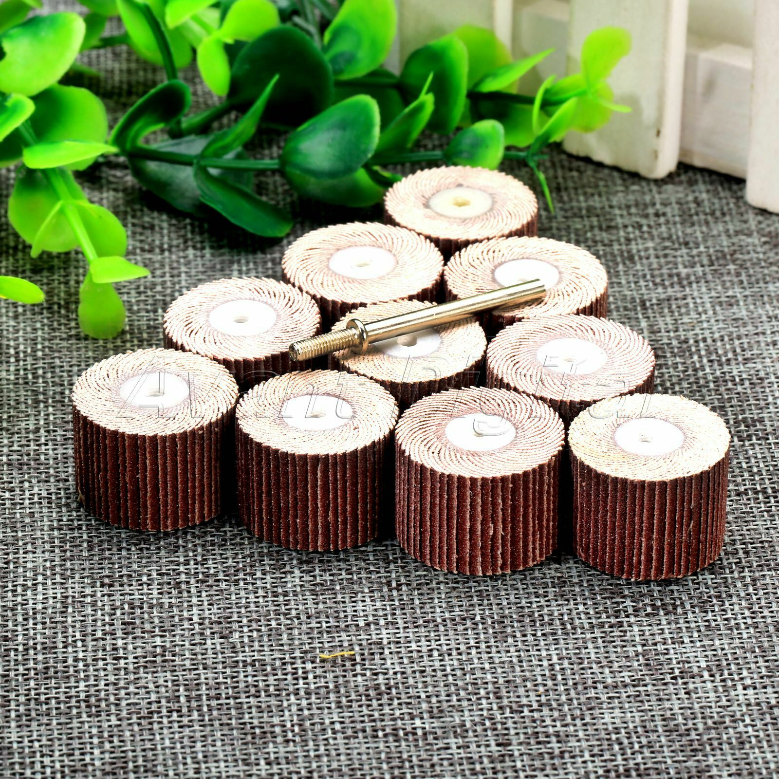 Rotary Tool 20mm Buffing Grinding 240Grit Sandpaper Flap Wheel Head & Mandrel