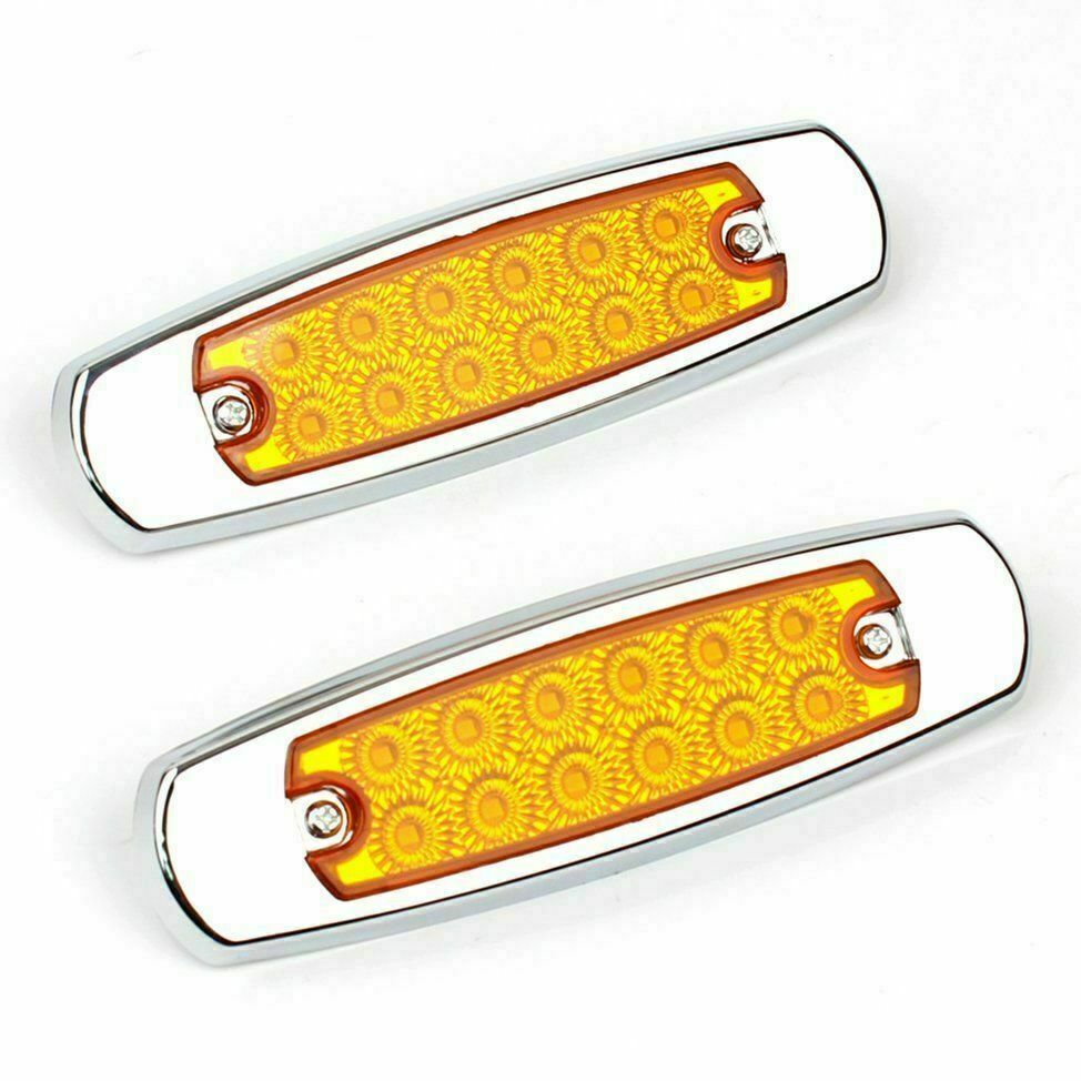 20pcs Amber Side Marker Lights Clearance 12 LED Truck Trailer For Peterbilt 12V