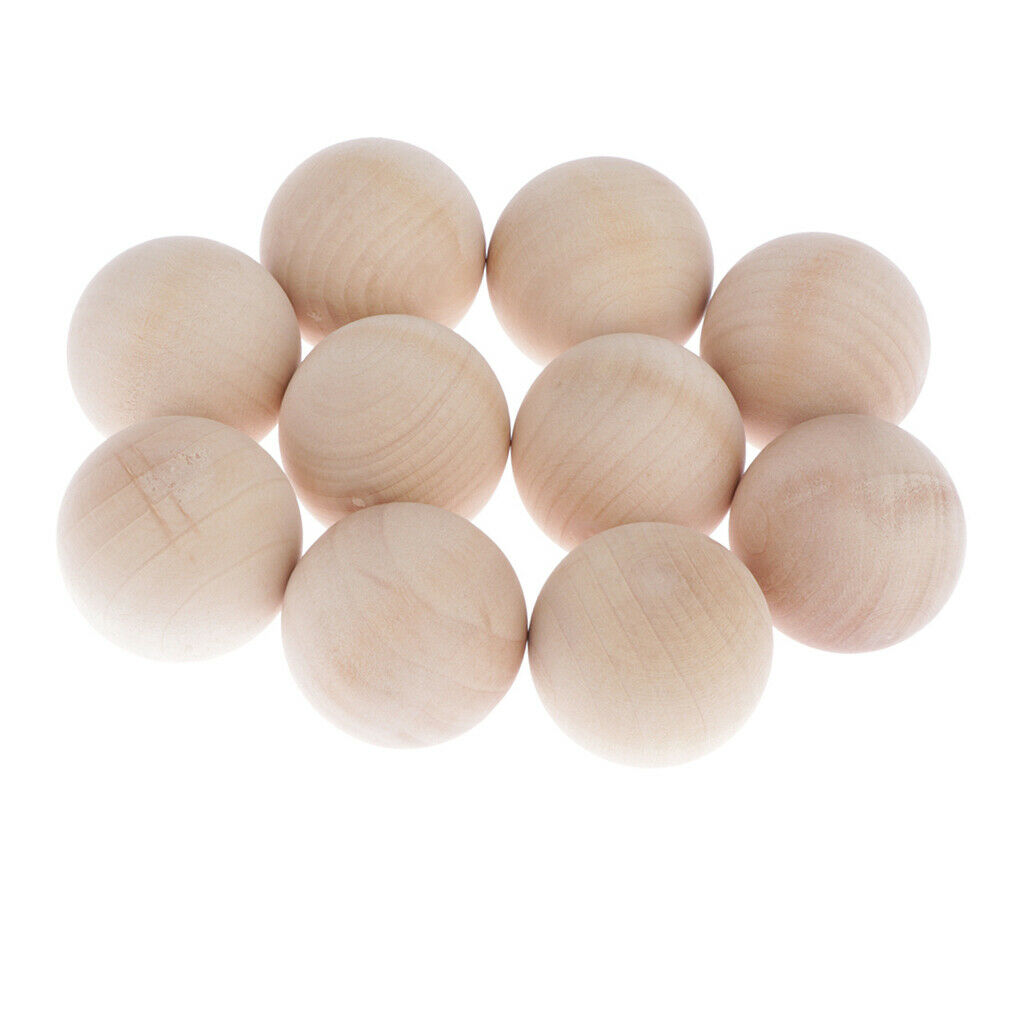 10pcs Natural Wood Balls Beads Beech Solid Hardwood Ball