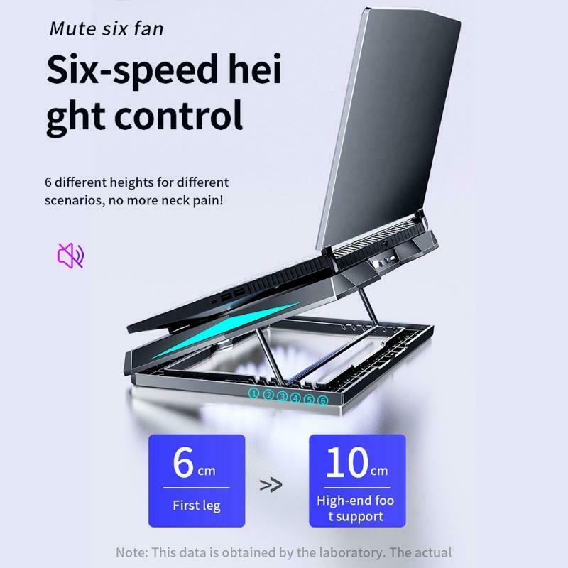 Foldable Laptop Base Stand with Six Cooling Fans 2xUSB for 12-17inch Notebook