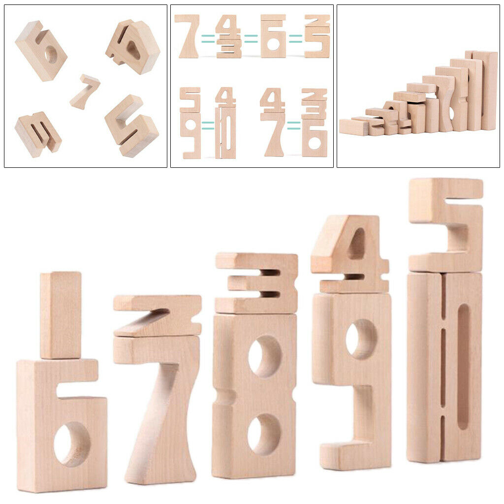 Wooden Educational Building Blocks 1-10 Math Number Block Stacking Toys