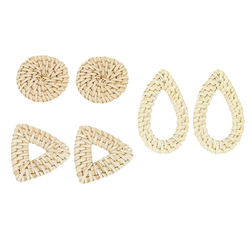 Prettyia 1 Pair Triangle Rattan Straw Knit Handmade Earring Gift DIY Jewelry