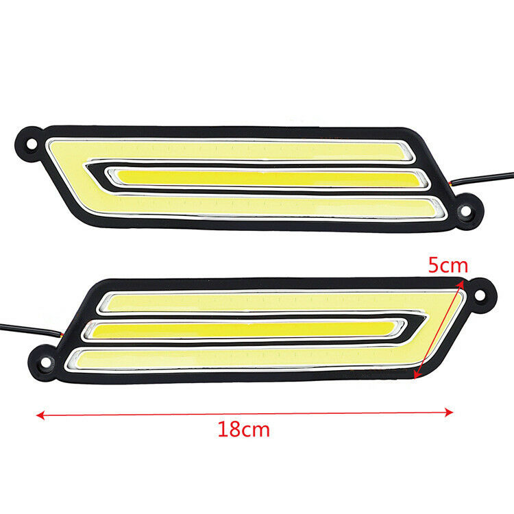 2Pcs U Type COB Dual Colors Amber/White Auto Car Truck DRL Daytime Running Light