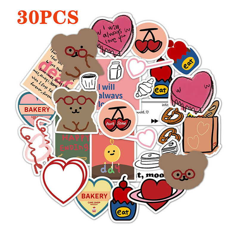 30PCS Series Bear Stickers Decoration Korea Style DIY Seamless Computer SticFCA