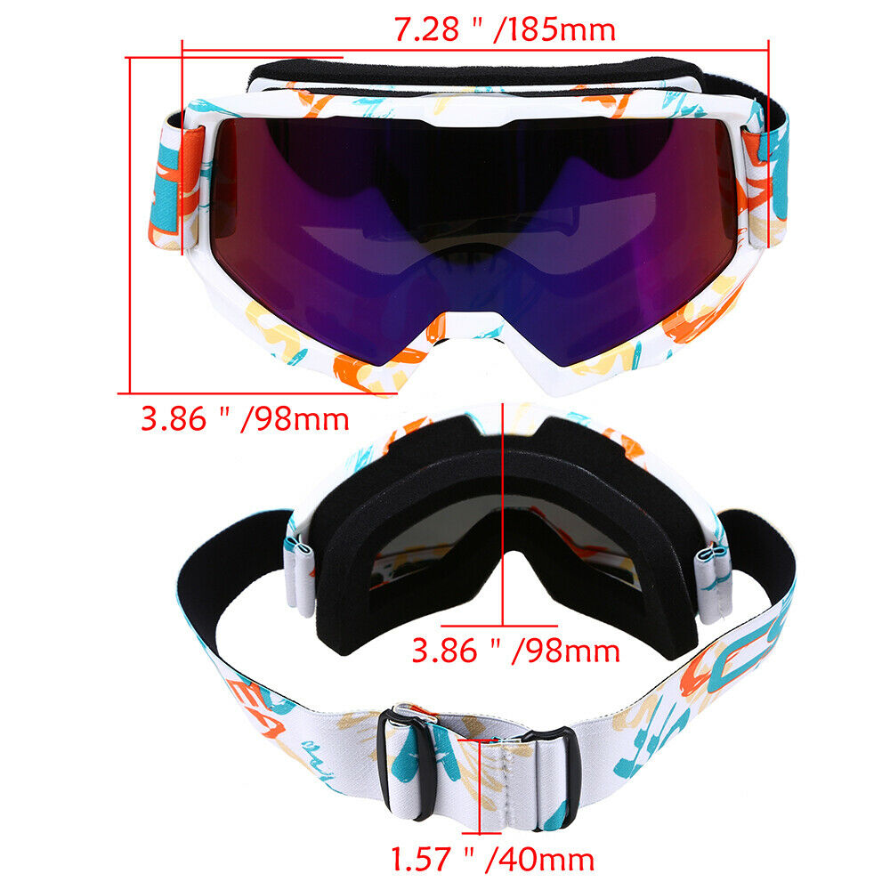 Ski Goggles Glasses Single layer lens UV 400 White & Blue Frame Green LenslZ26sj