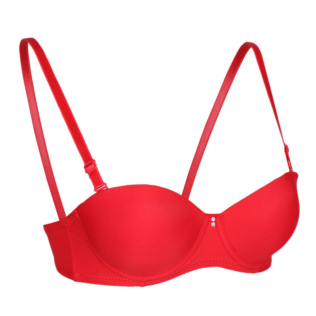Pure Color Push Up Bra For Women - Red, 36AB