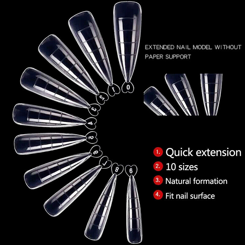 100Pcs Nail Forms Full Cover Gel Mold Tips Nail Extension Nails Accessories DDF