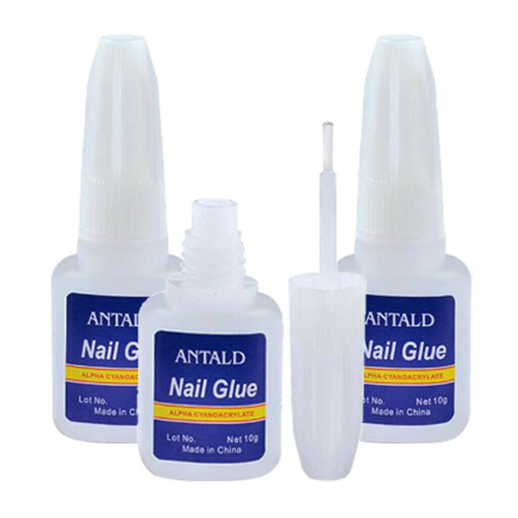 3 Bottle 10g Professional Personal Acrylic Nail Glue Portable Manicure Tools Kit