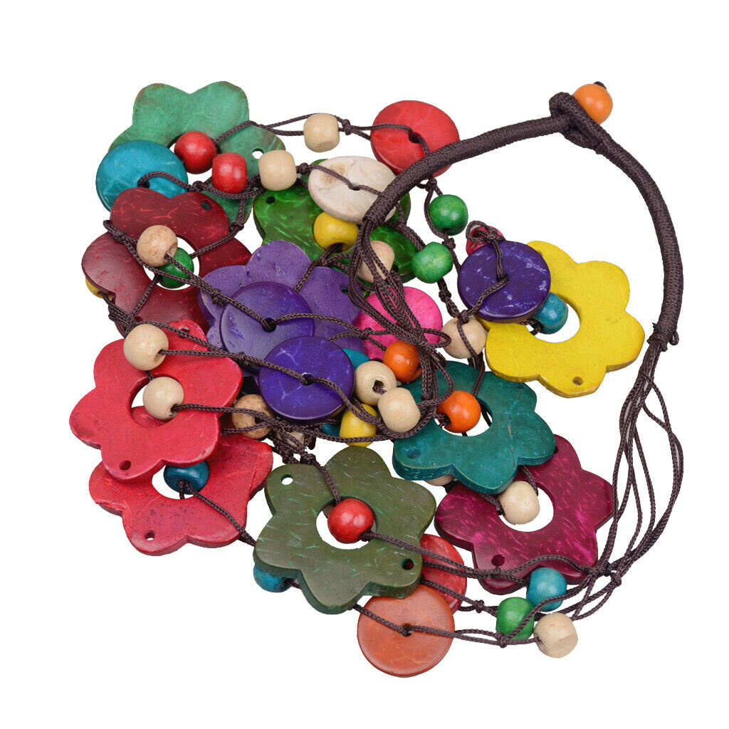 Women Fashion Multi-Layer Sweater Chain,Wooden Beads and Coconut Shell,Novel