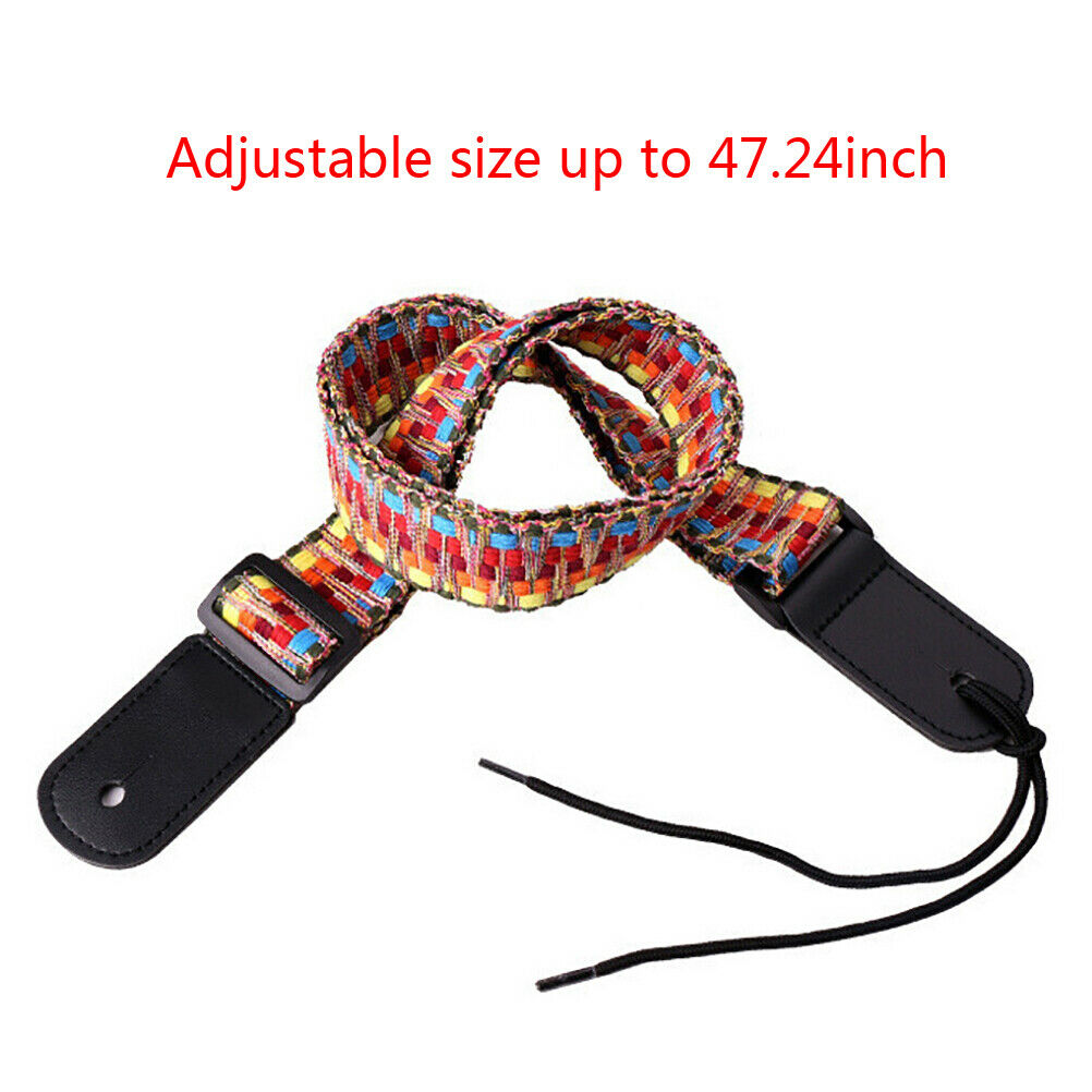 Adjustable Colorful Ukulele Cotton Strap Belt Weaving Style Strap Soft Le.l8