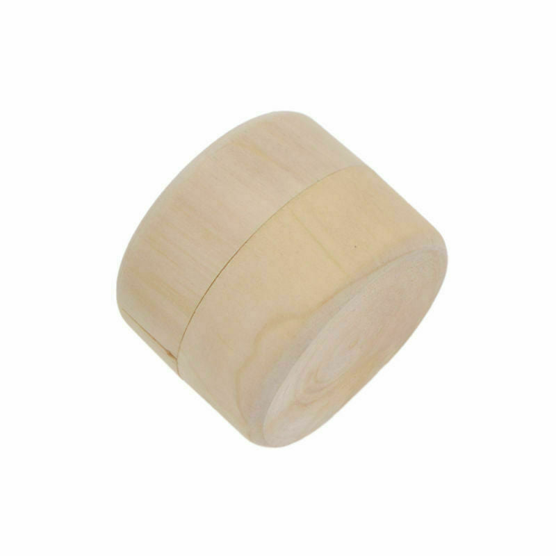 2x Round Wooden Jewelry Box Wedding Ring Earrings Holder Storage Case Container