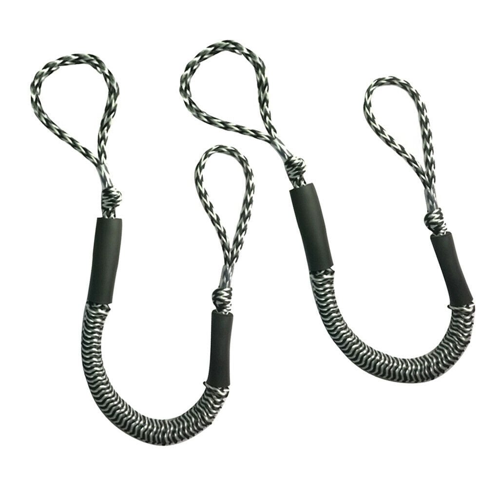 2x Bungee Dock Lines 4ft Stretches to 5.5ft for Boat Jet Ski Anchors Black 2