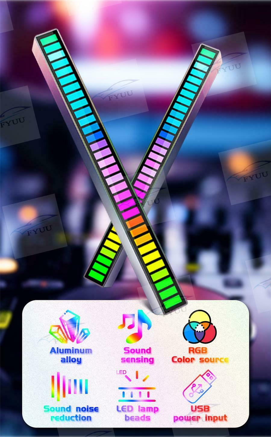 Car Sound Control RGB Voice-Activated Music Rhythm Ambient Light with 32 LED