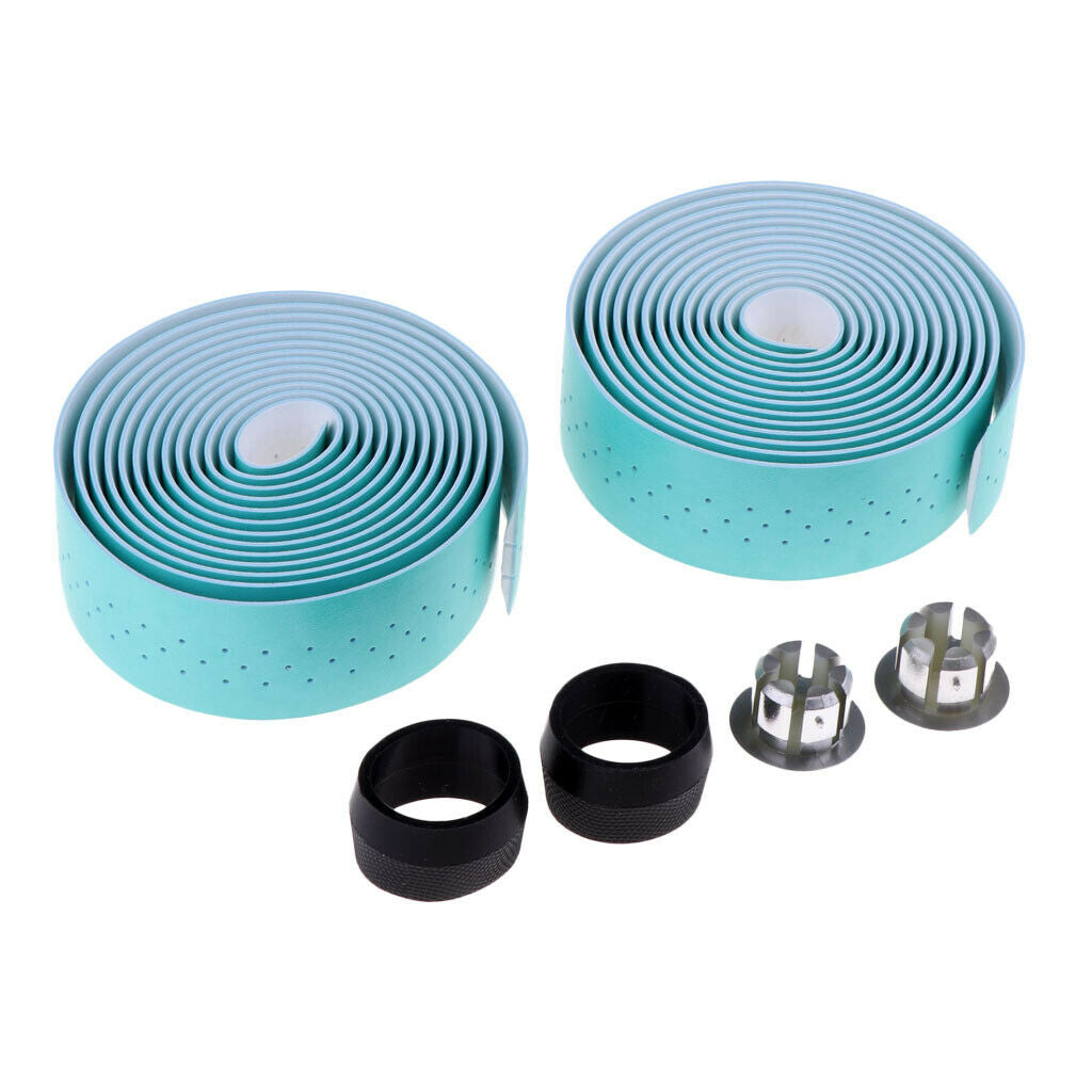 Road Bike Bicycles Non-Slip Handlebar Ribbon Tapes Bar Plugs Accessory Blue