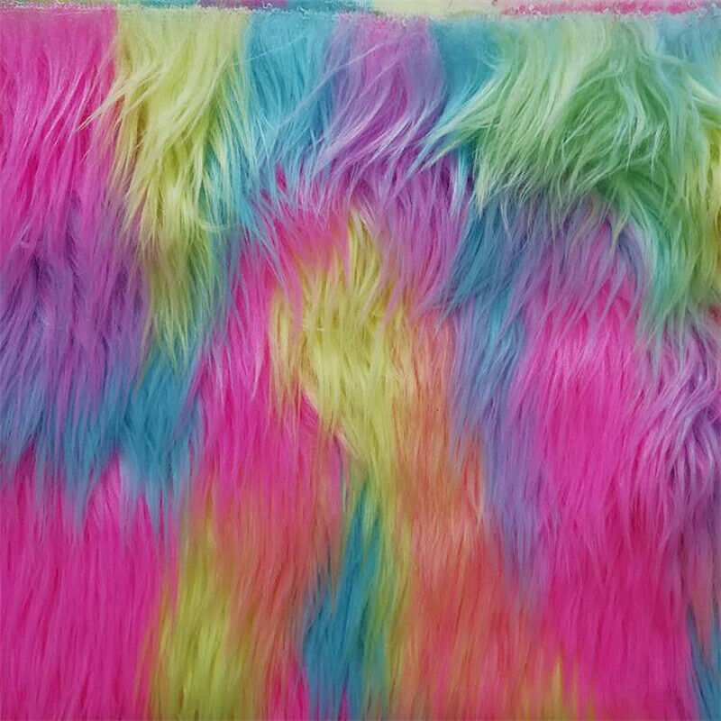 40x150CM Rainbow Soft Plush Fabric Faux Fur Fluffy Warm for DIY Sewing Material