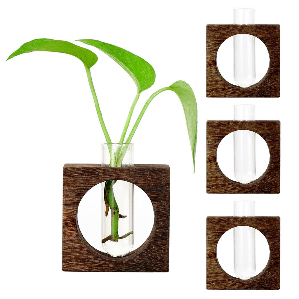 3pcs Tabletop Test Tube Glass Vase Hydroponic Plants Planter Flowerpot