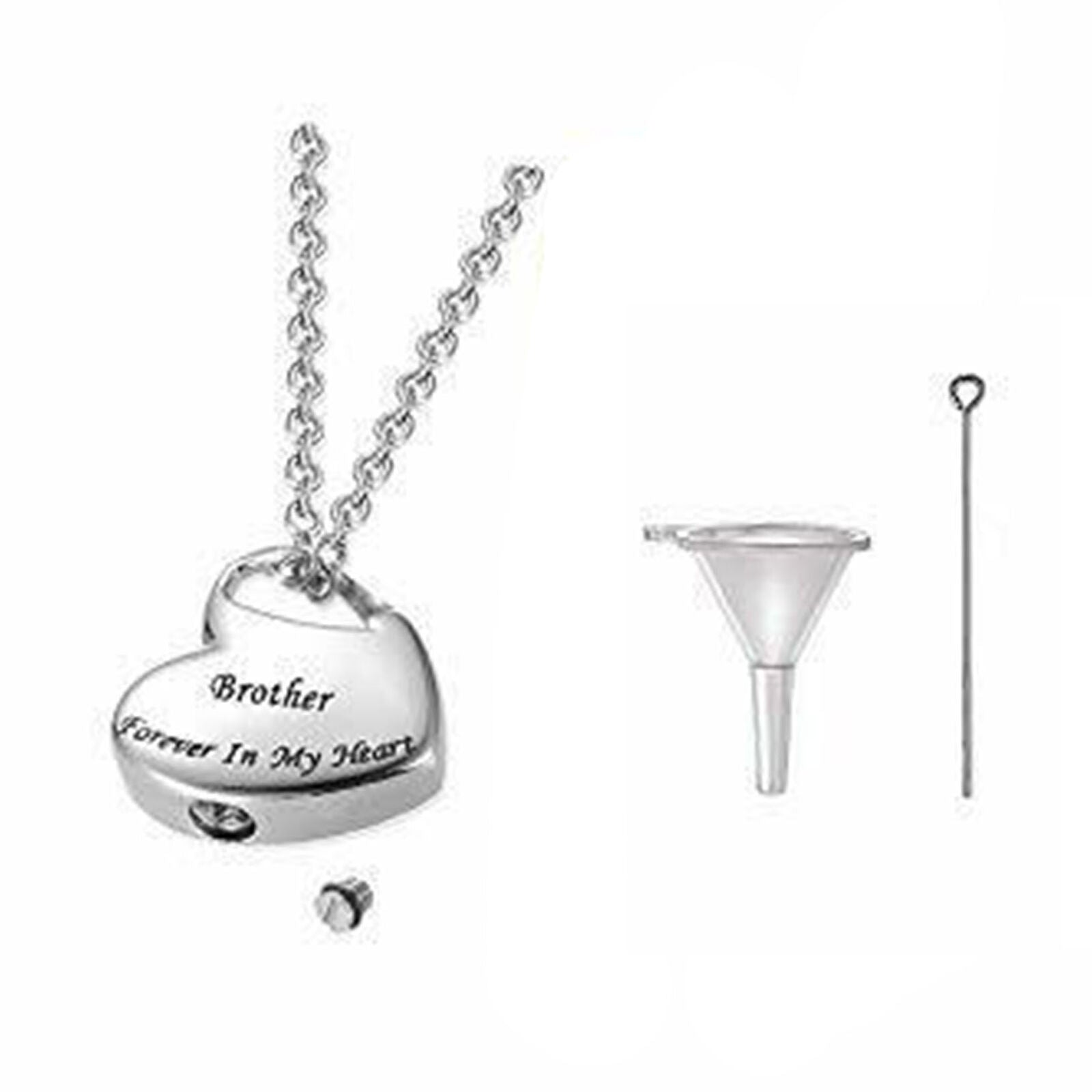 Brother Forever in My Heart Carved, Cremation Necklace for Ashes Urn Jewelry New