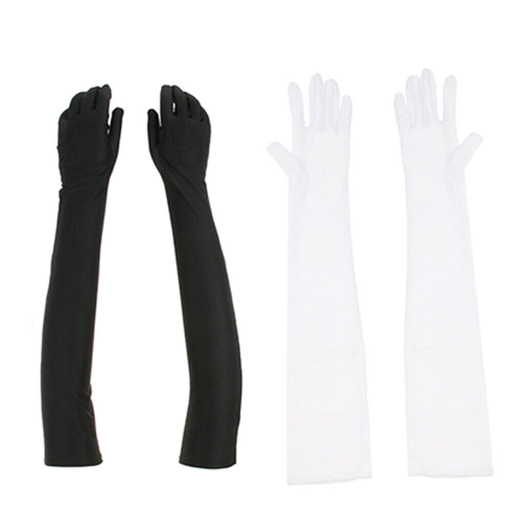 2 Pairs Womens Long 1920s Opera Gloves Evening Wedding Sun Block Elbow Gloves
