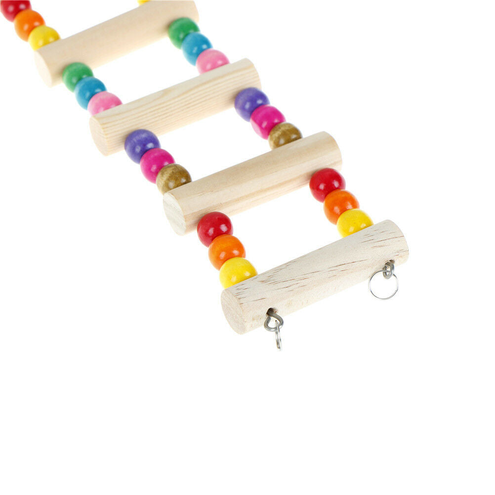 Bird Swing Wooden Bridge Ladder Climb Cockatiel Parakeet Budgie Parrot Pet To IE