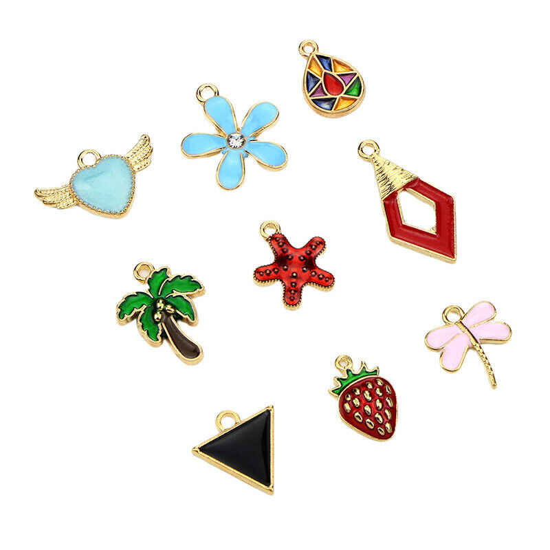 30Pcs/Set Mixed Style Metal Enamel Charms Pendant DIY Jewelry Finding Crafts Ad