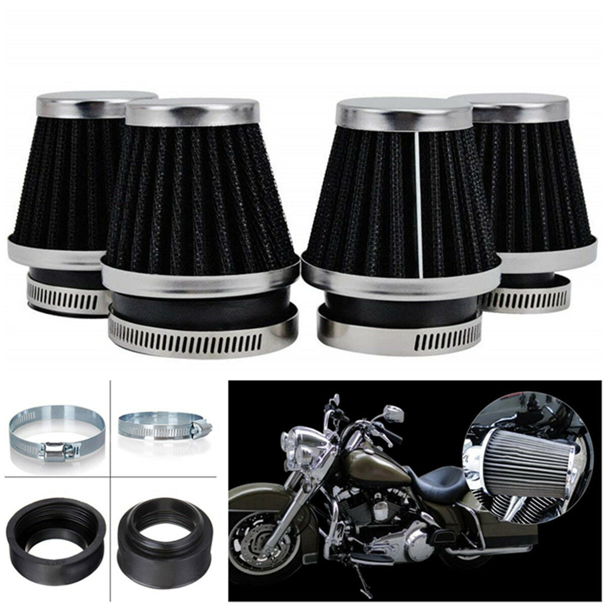 42mm Black Air Filter for Gy6 50cc 110cc 125cc 150cc Moped Scooter ATV Dirt Bike