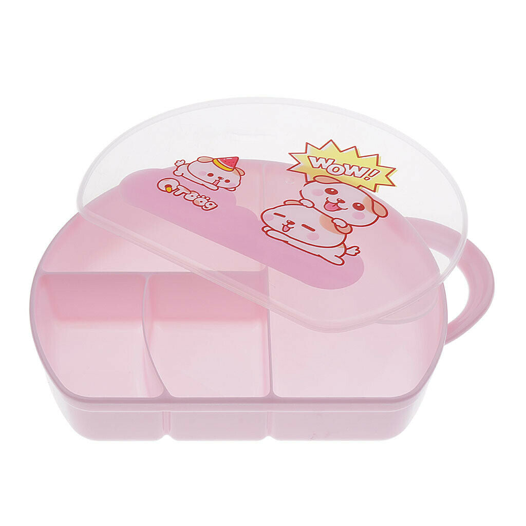 4 Compartment Divided Food Storage Container Boxes for Kids Pink