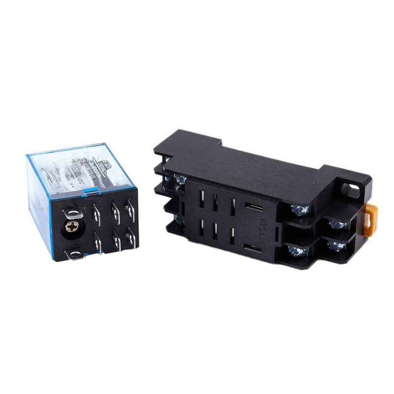 12V DC Coil Power Relay DPDT LY2NJ HH62P-L JQX-13F 10A With PTF08A Socket BaseR8