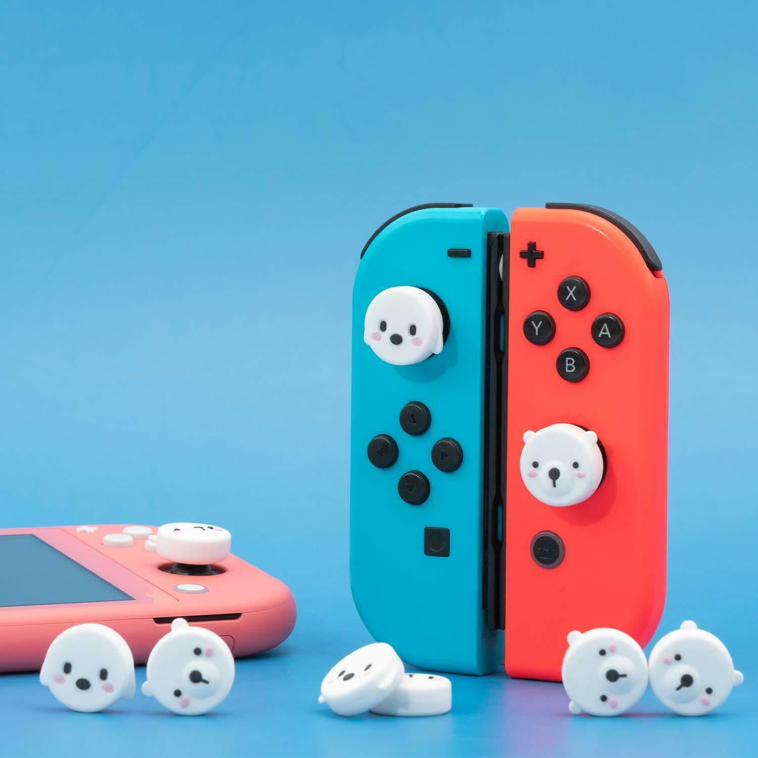 Bear & Dog Thumb Grip Caps Silicone Joystick Cover for Switch & Switch Lite Game