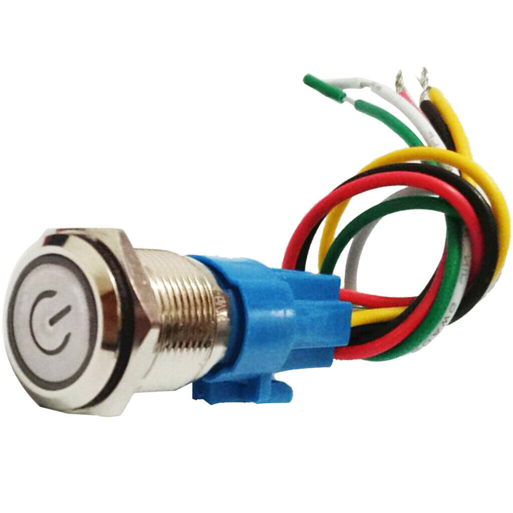 Momentary Push Button Switch, Metal Shell Waterproof, 5A, Self-locking for 16mm