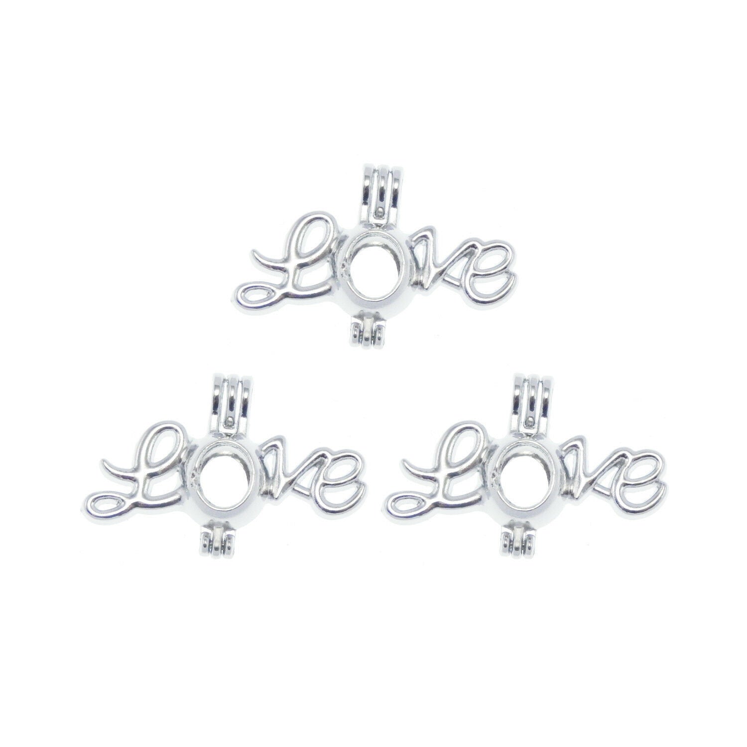 1 Piece White K Plated Alloy Letter "Love" Hollow Locket Charms Pendants Jewelry